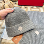 3-Piece Winter Knit Beanie Set — Wool Blend, Fold-Over Design