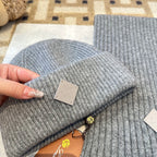 3-Piece Winter Knit Beanie Set — Wool Blend, Fold-Over Design