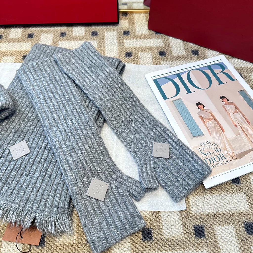 3-Piece Winter Knit Beanie Set — Wool Blend, Fold-Over Design