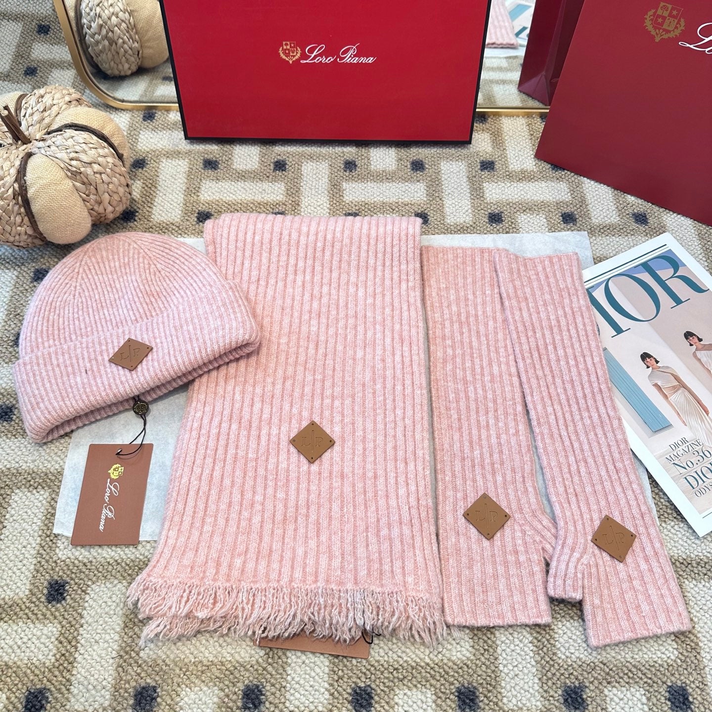 3-Piece Winter Knit Beanie Set — Wool Blend, Fold-Over Design