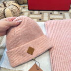 3-Piece Winter Knit Beanie Set — Wool Blend, Fold-Over Design