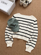 Black  & White Contrast Stripe Knit Top