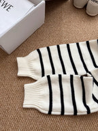 Black  & White Contrast Stripe Knit Top
