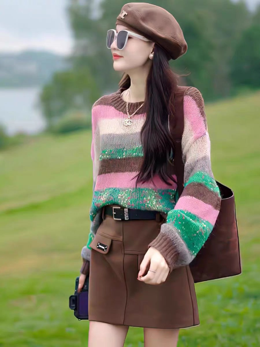 Multicolor Stripe Knit Sweater