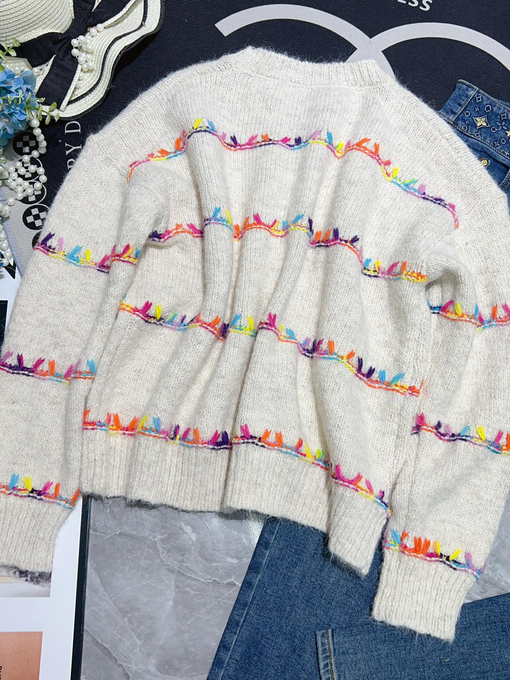 Autumn Dream: Ethnic Embroidered Knit Sweater