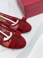 Spring/Summer Polka Dot Mesh Ballet Flats & Heels