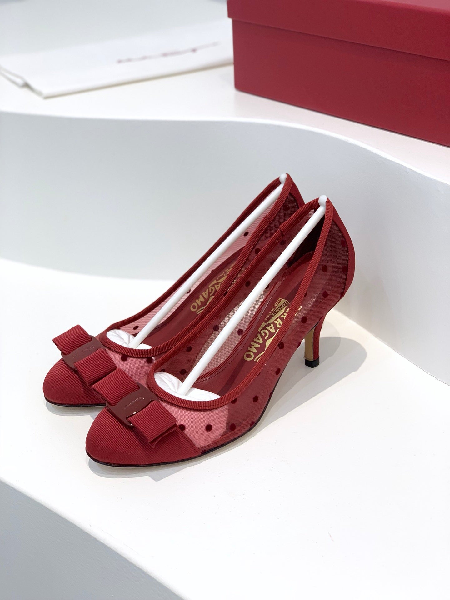 Spring/Summer Polka Dot Mesh Ballet Flats & Heels