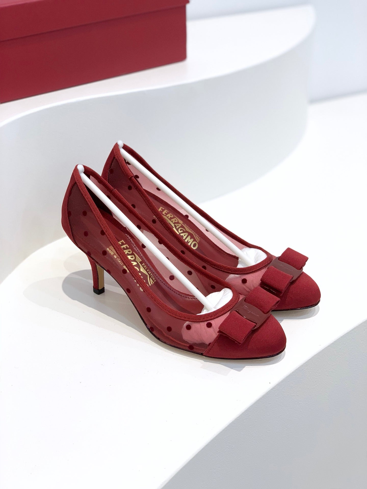 Spring/Summer Polka Dot Mesh Ballet Flats & Heels