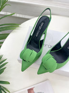 SR Rolled-Flower Toe High-Heeled Silk Sandals