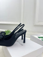 SR Rolled-Flower Toe High-Heeled Silk Sandals