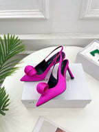 SR Rolled-Flower Toe High-Heeled Silk Sandals