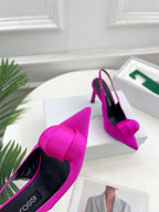 SR Rolled-Flower Toe High-Heeled Silk Sandals