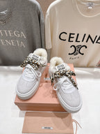 2025SS Autumn/Winter Lace-Up Thick-Soled Wool Sneakers