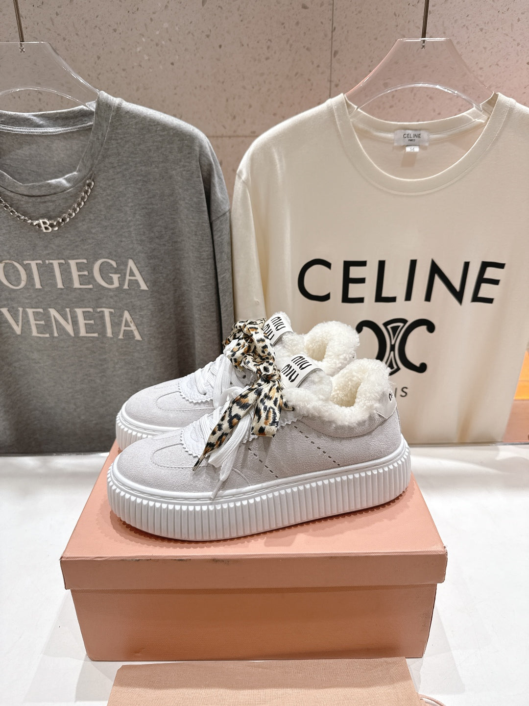 2025SS Autumn/Winter Lace-Up Thick-Soled Wool Sneakers