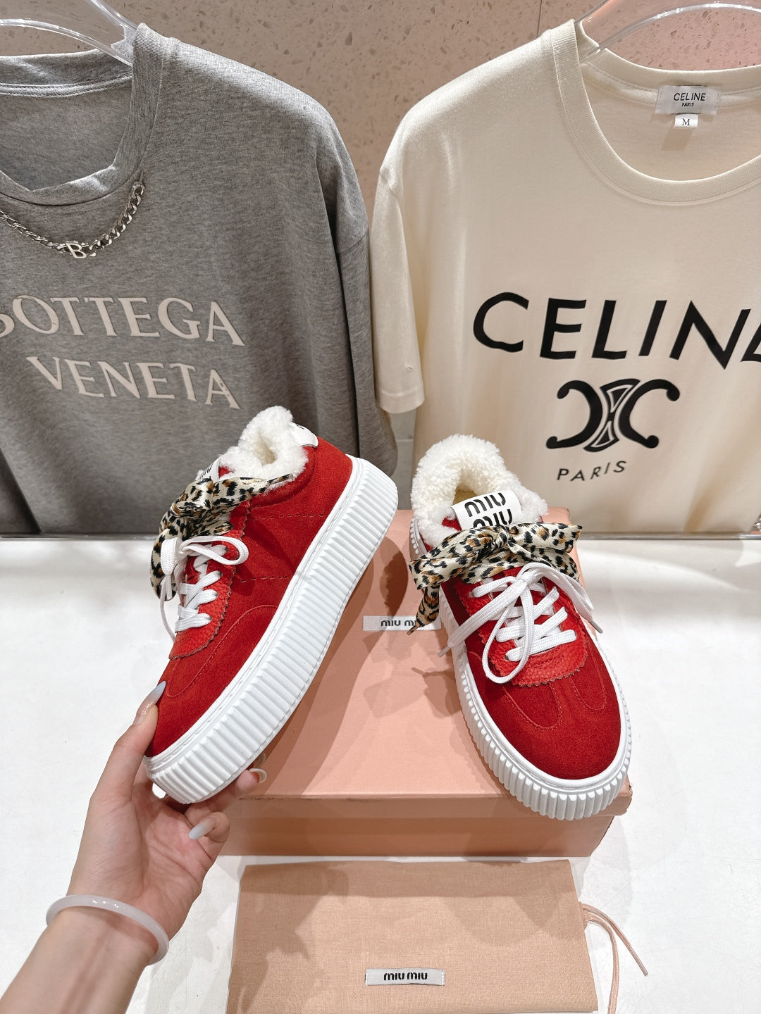 2025SS Autumn/Winter Lace-Up Thick-Soled Wool Sneakers