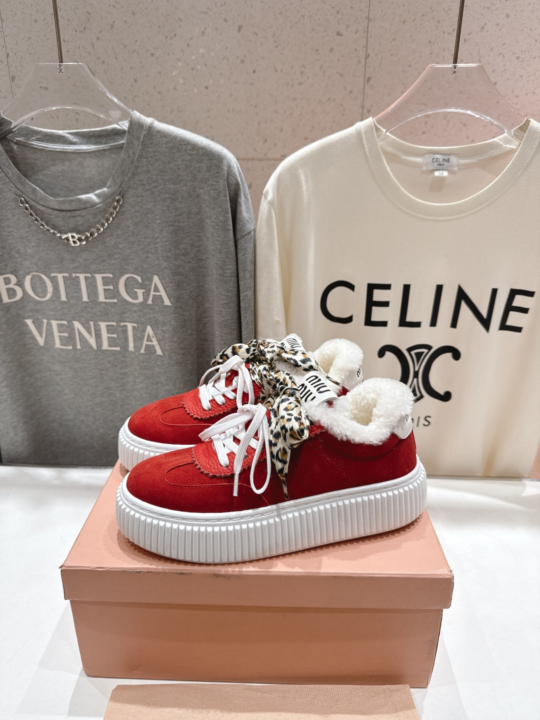 2025SS Autumn/Winter Lace-Up Thick-Soled Wool Sneakers