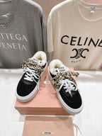 2025SS Autumn/Winter Lace-Up Thick-Soled Wool Sneakers