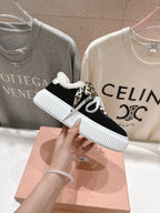 2025SS Autumn/Winter Lace-Up Thick-Soled Wool Sneakers
