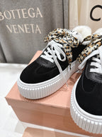 2025SS Autumn/Winter Lace-Up Thick-Soled Wool Sneakers