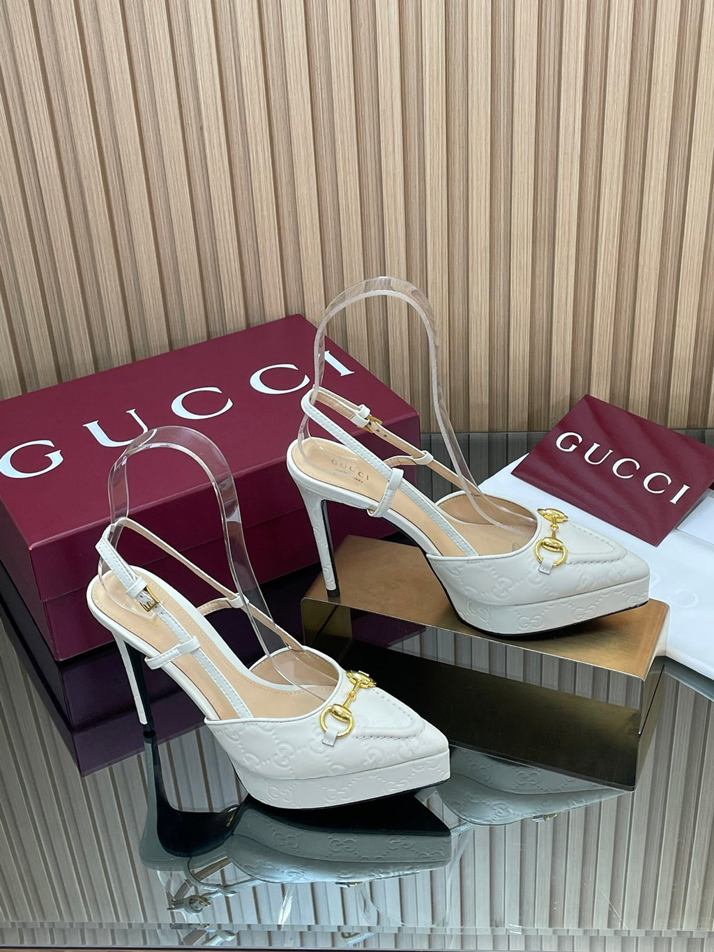 2025 Early-Autumn Embossed Leather Slingback Platform Pumps – 9cm Heel
