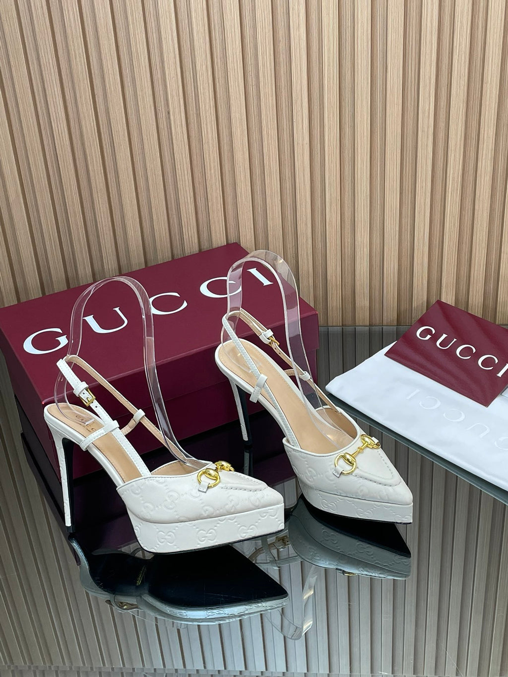 2025 Early-Autumn Embossed Leather Slingback Platform Pumps – 9cm Heel