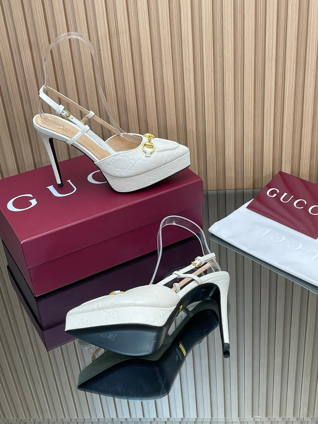 2025 Early-Autumn Embossed Leather Slingback Platform Pumps – 9cm Heel