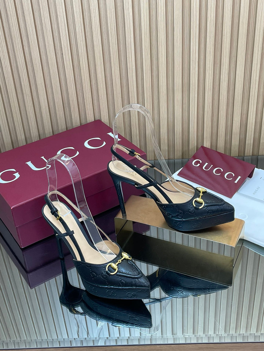 2025 Early-Autumn Embossed Leather Slingback Platform Pumps – 9cm Heel
