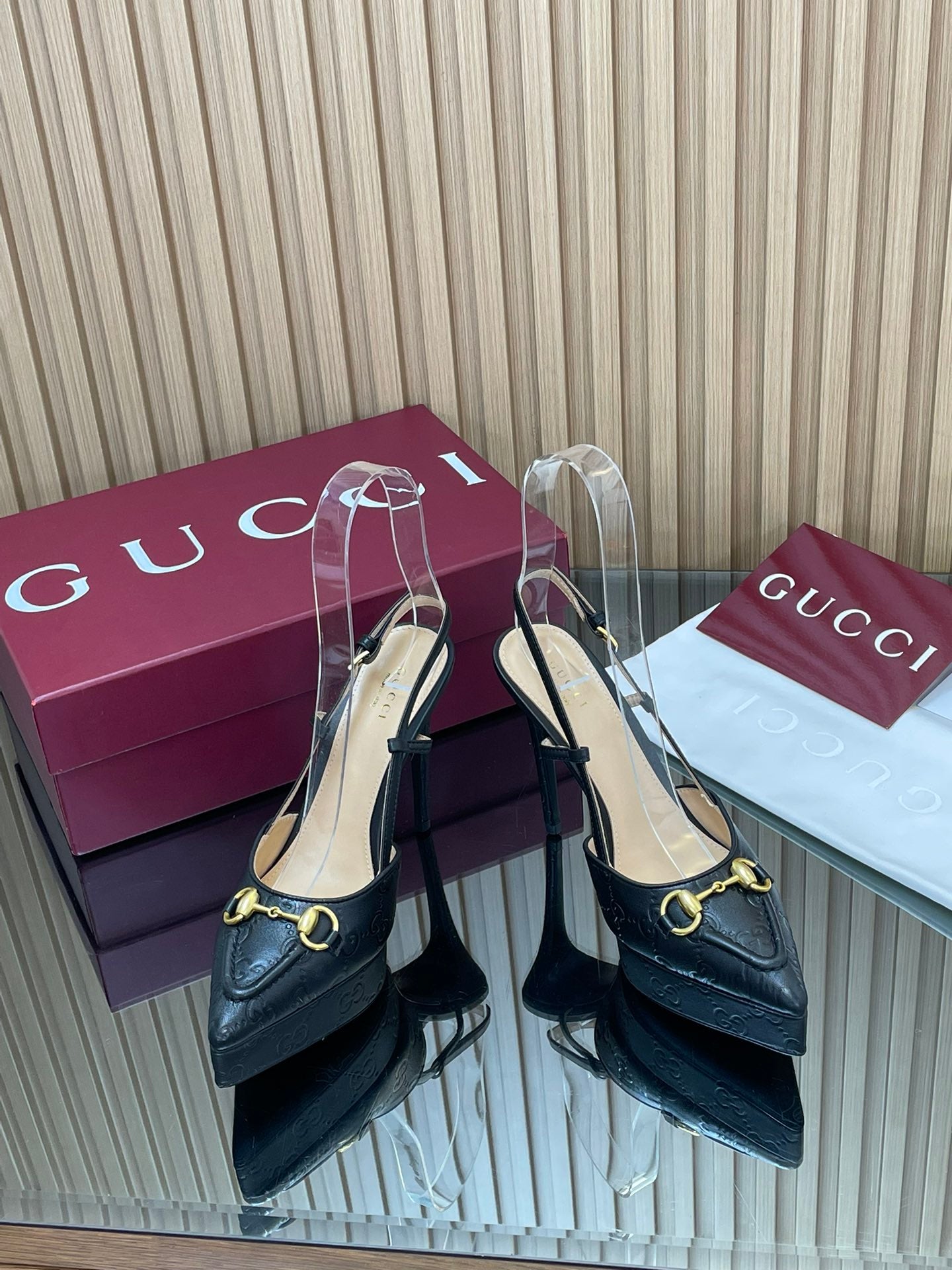 2025 Early-Autumn Embossed Leather Slingback Platform Pumps – 9cm Heel