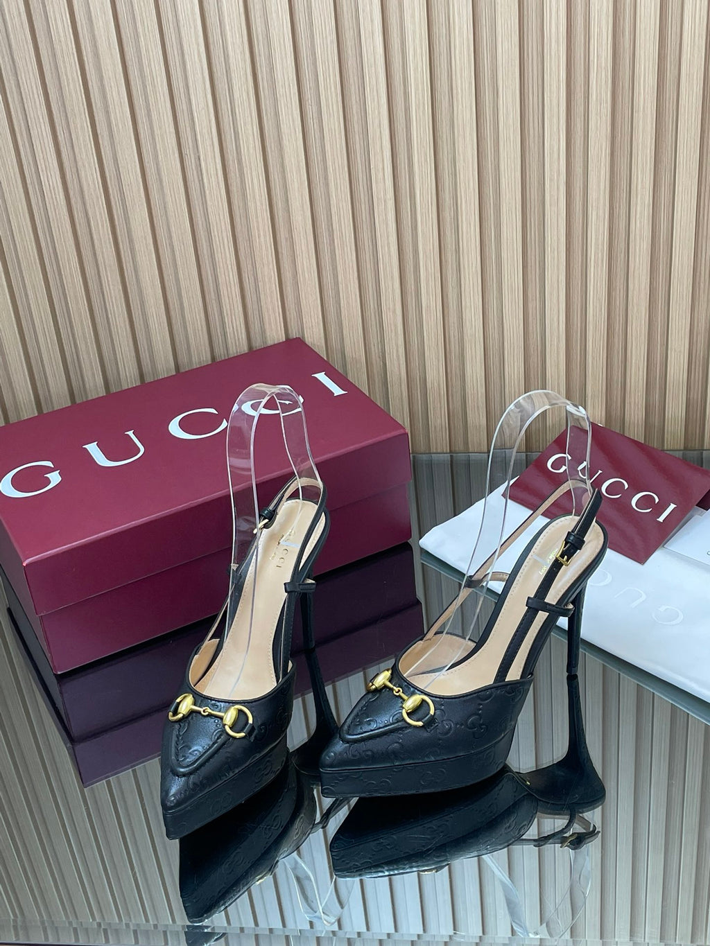 2025 Early-Autumn Embossed Leather Slingback Platform Pumps – 9cm Heel