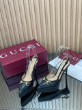 2025 Early-Autumn Embossed Leather Slingback Platform Pumps – 9cm Heel