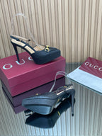 2025 Early-Autumn Embossed Leather Slingback Platform Pumps – 9cm Heel