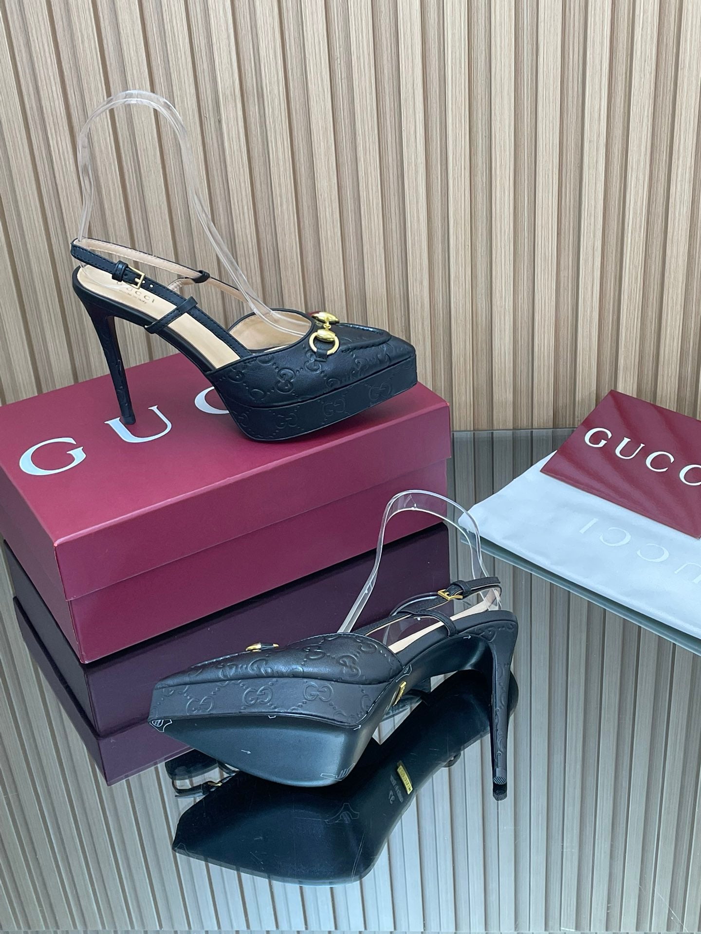 2025 Early-Autumn Embossed Leather Slingback Platform Pumps – 9cm Heel
