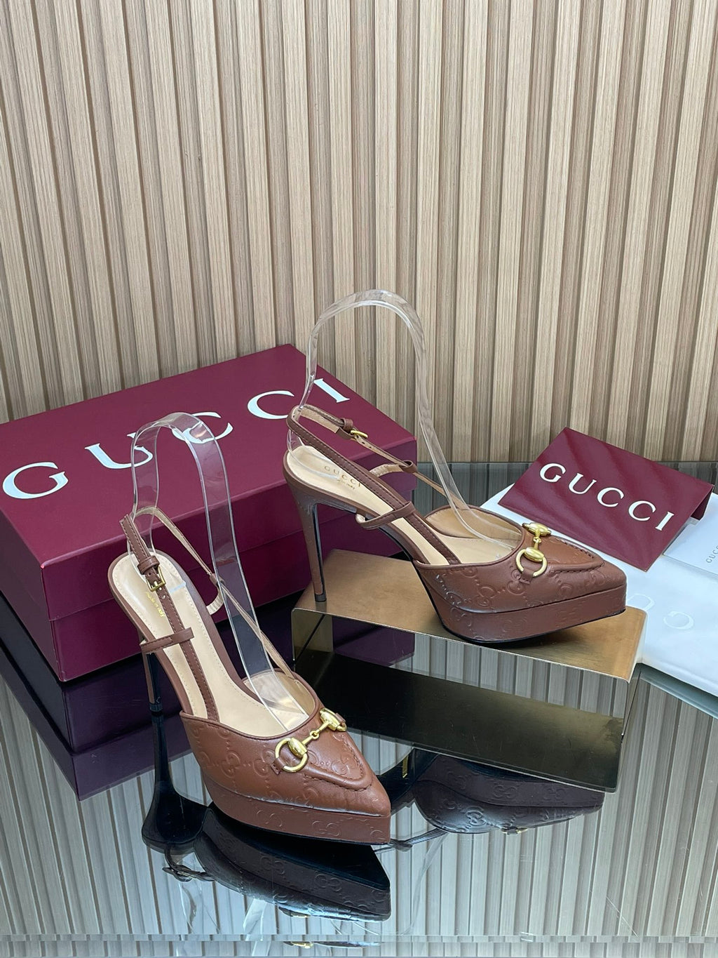 2025 Early-Autumn Embossed Leather Slingback Platform Pumps – 9cm Heel