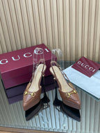 2025 Early-Autumn Embossed Leather Slingback Platform Pumps – 9cm Heel