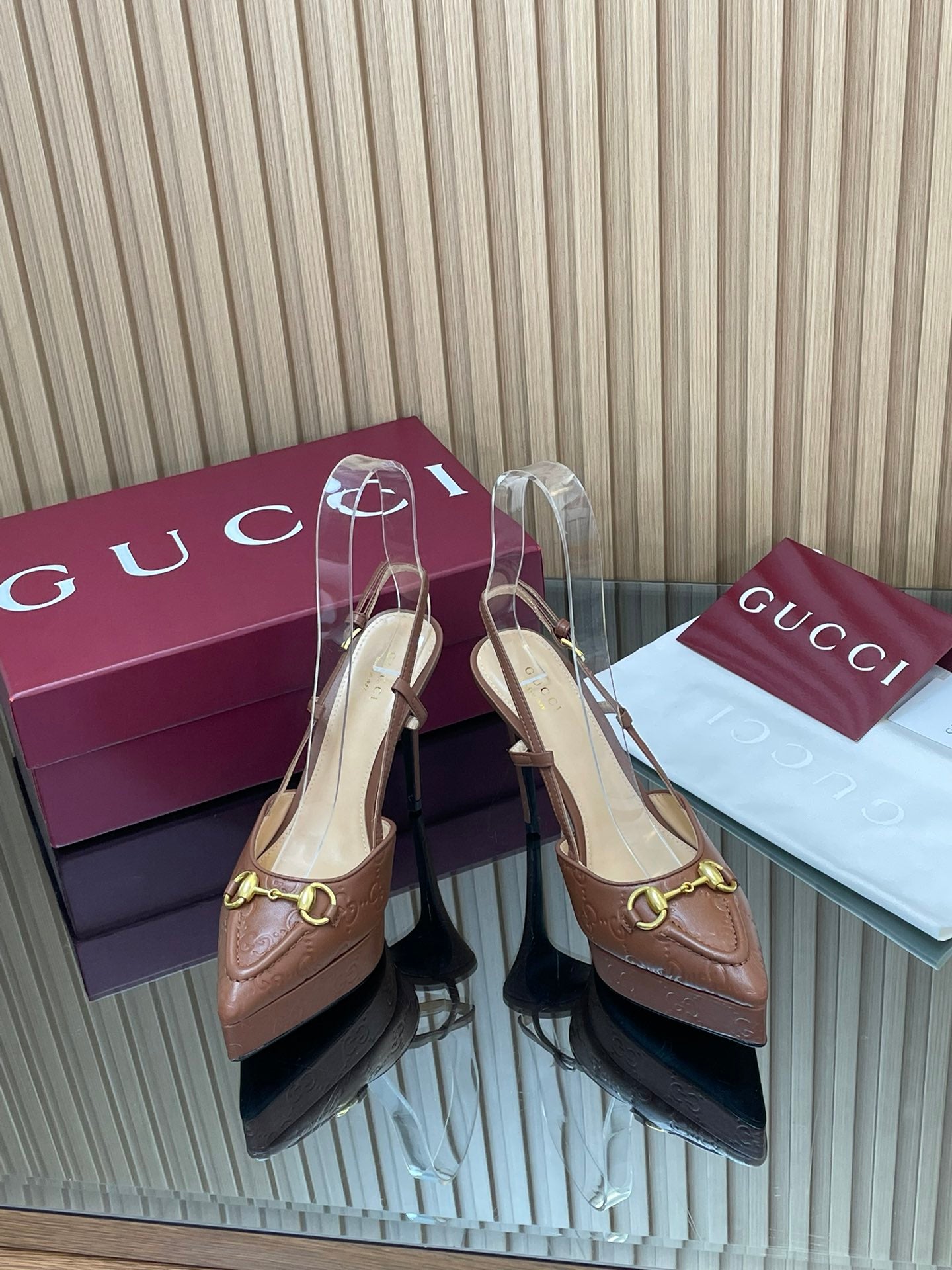 2025 Early-Autumn Embossed Leather Slingback Platform Pumps – 9cm Heel
