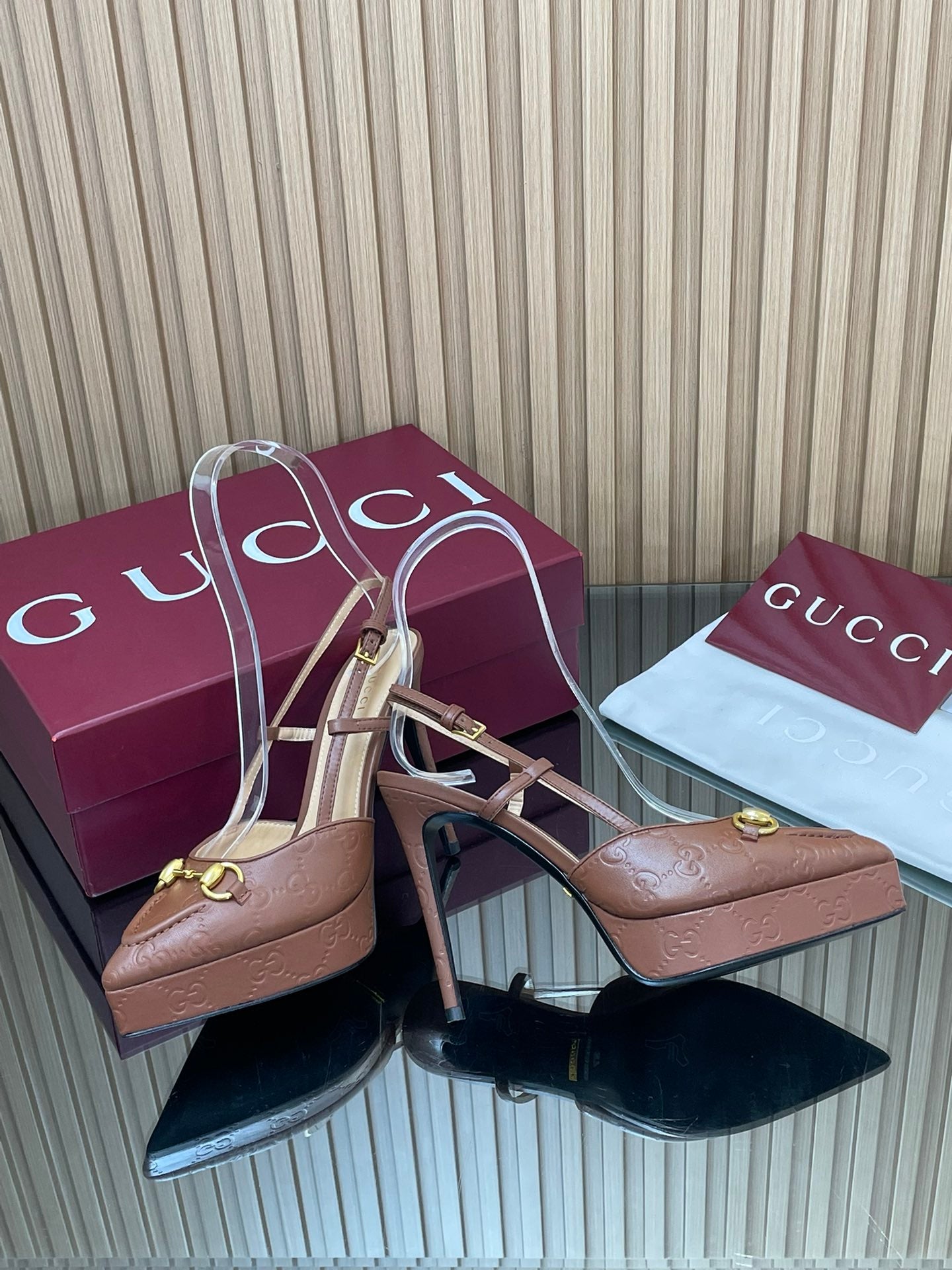2025 Early-Autumn Embossed Leather Slingback Platform Pumps – 9cm Heel