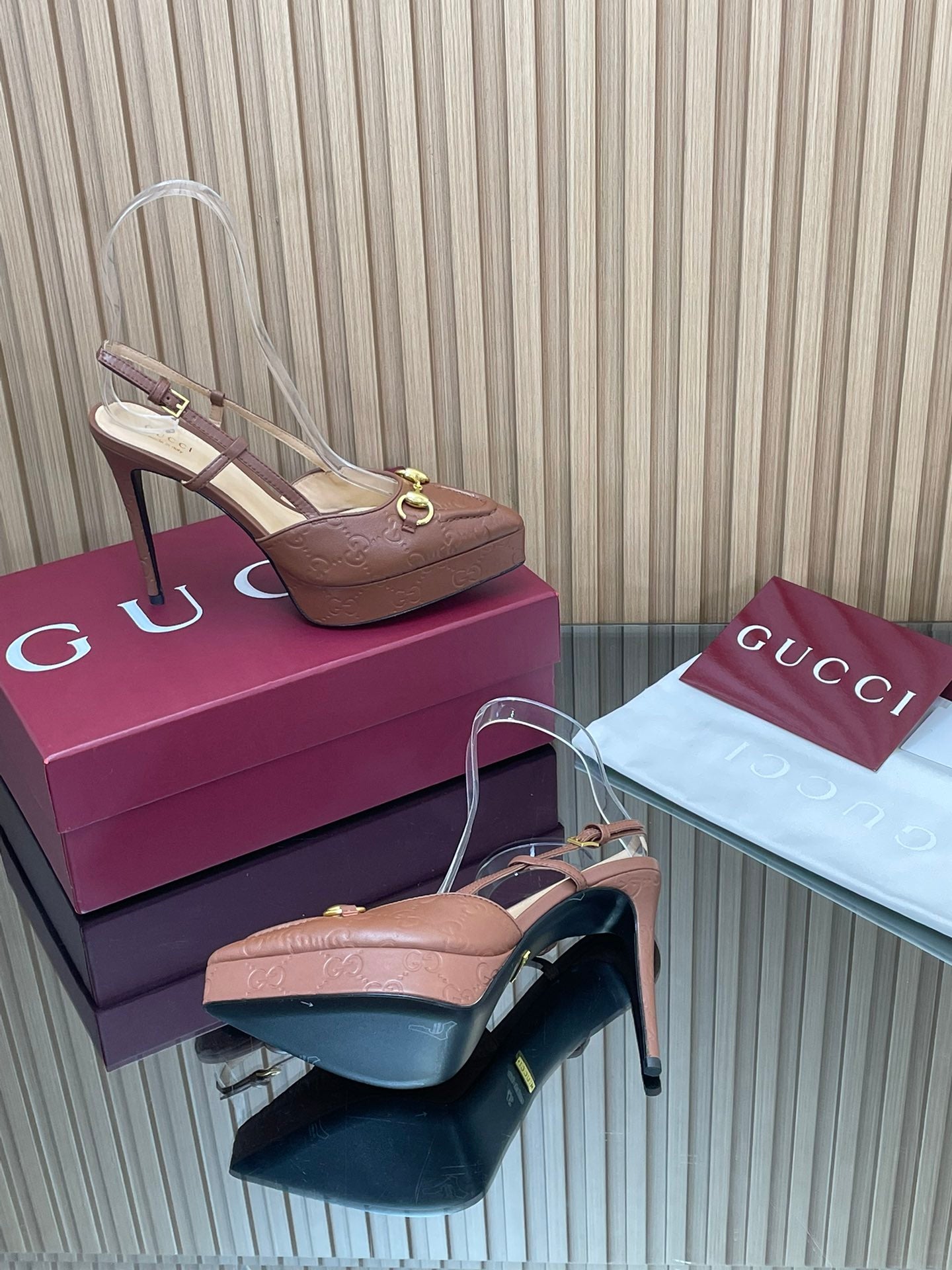 2025 Early-Autumn Embossed Leather Slingback Platform Pumps – 9cm Heel