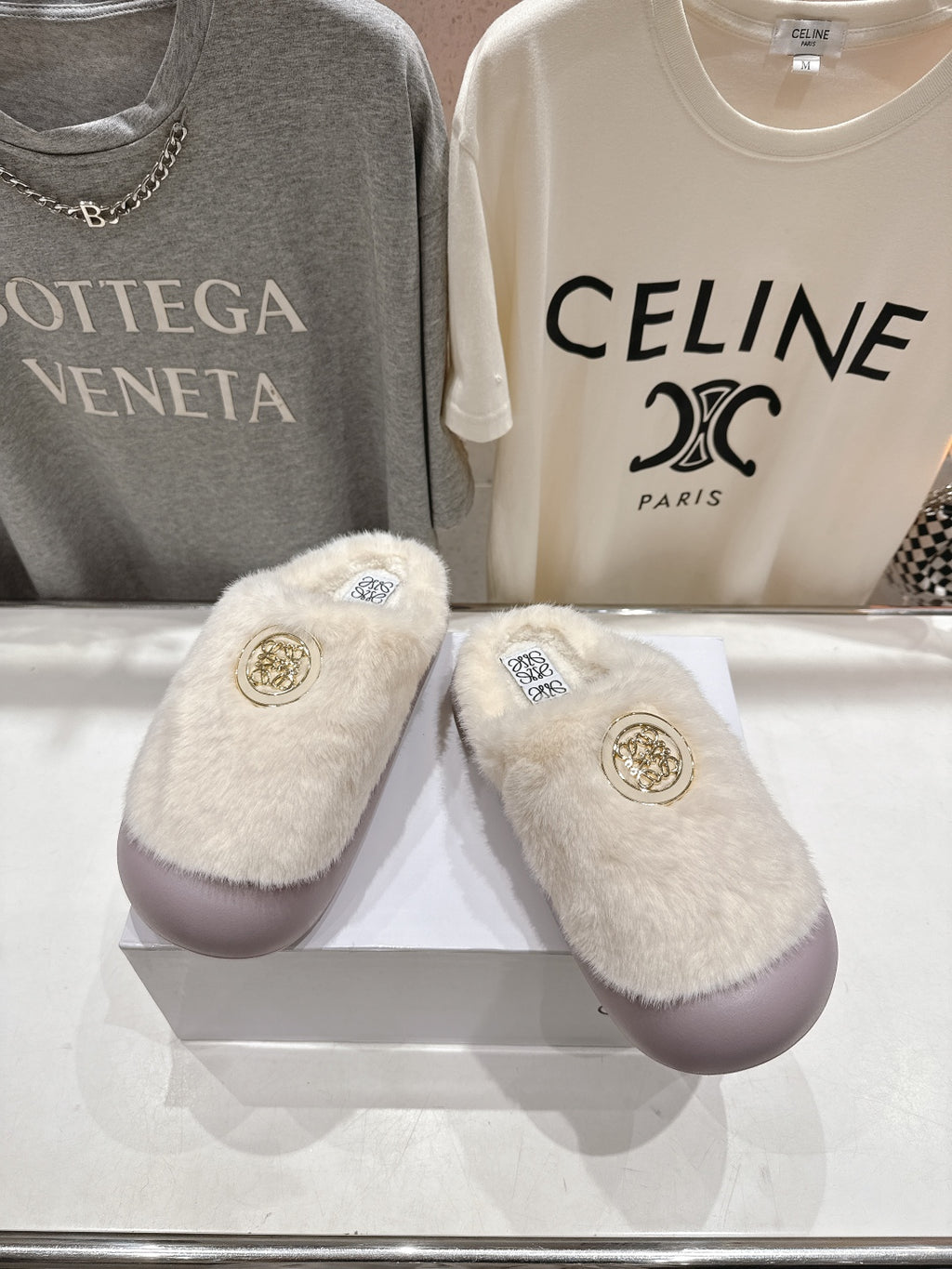 2025 Autumn/Winter Half-Covered Furry Clog Slides