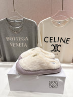 2025 Autumn/Winter Half-Covered Furry Clog Slides