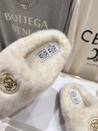 2025 Autumn/Winter Half-Covered Furry Clog Slides