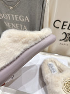 2025 Autumn/Winter Half-Covered Furry Clog Slides