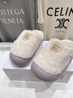 2025 Autumn/Winter Half-Covered Furry Clog Slides