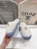 2025 Autumn/Winter Half-Covered Furry Clog Slides
