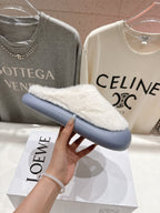 2025 Autumn/Winter Half-Covered Furry Clog Slides