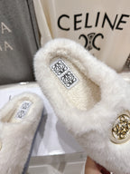 2025 Autumn/Winter Half-Covered Furry Clog Slides