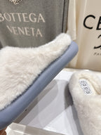 2025 Autumn/Winter Half-Covered Furry Clog Slides