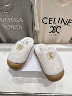 2025 Autumn/Winter Half-Covered Furry Clog Slides