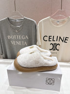 2025 Autumn/Winter Half-Covered Furry Clog Slides