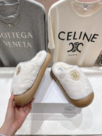 2025 Autumn/Winter Half-Covered Furry Clog Slides