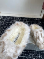 Furry Closed-Toe Cork Footbed Slides – Cozy Winter Edition